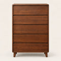 Chiffonnier 5 tiroirs noyer, 80 × 45 × 116 cm, vue de face
