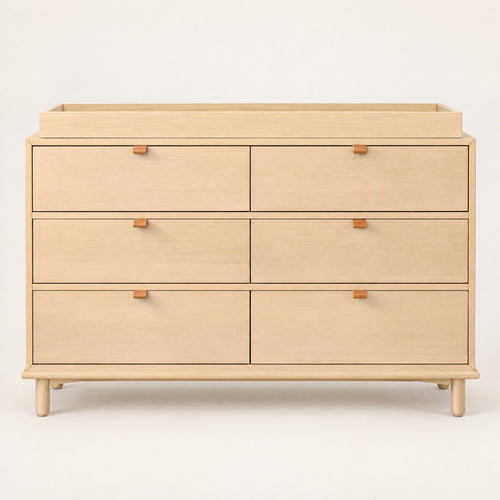 Commode à langer chêne 6 tiroirs avec plan à langer, vue de face