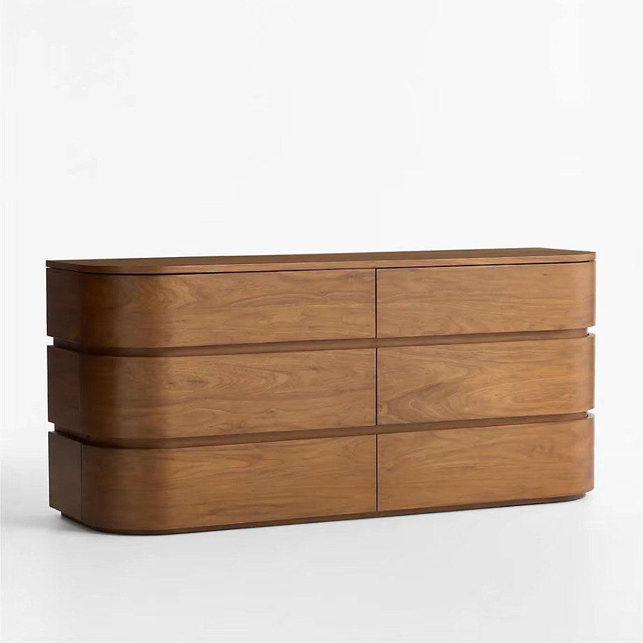 Commode arrondie 6 tiroirs, noyer, mise en situation