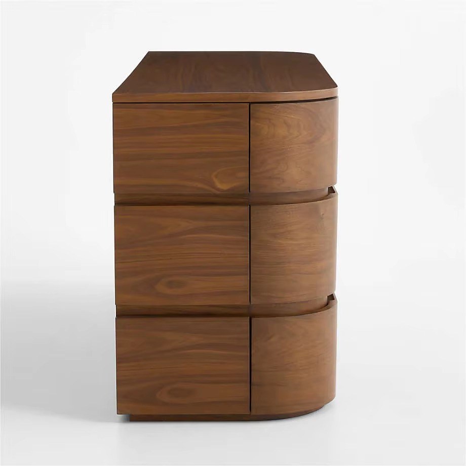 Commode arrondie 6 tiroirs, noyer, mise en situation