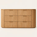 Commode cannelée arrondie 6 tiroirs, chêne naturel, vue de face