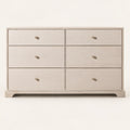 Commode chêne blanchi 6 tiroirs, socle chantourné, vue de face
