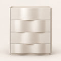 Commode crème 4 tiroirs, façades ondulées, vue de face