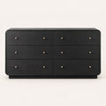 Commode noire 6 tiroirs, bords arrondis, vue de face