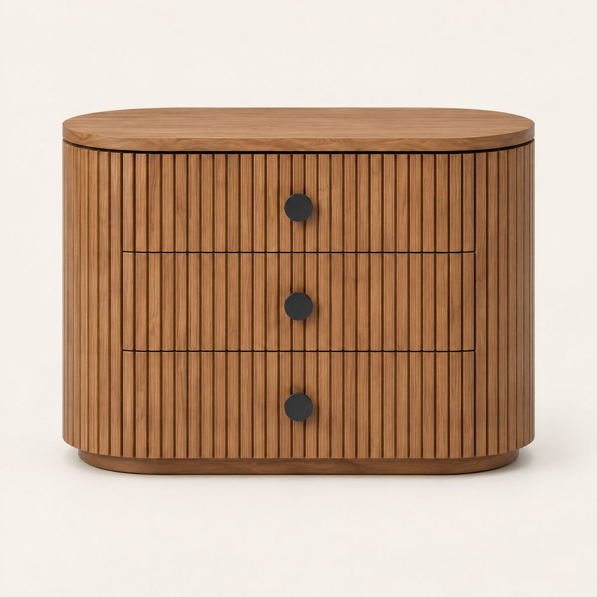 Petite commode ovale cannelée 3 tiroirs, vue de face