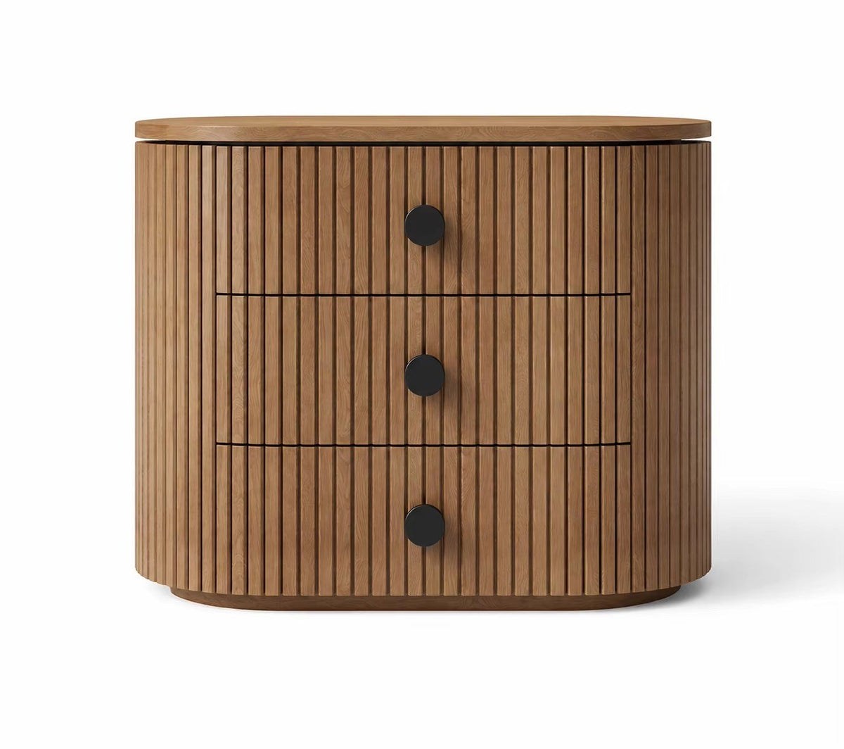 Petite commode ovale cannelée 3 tiroirs, mise en situation