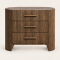 Petite commode ovale cannelée, plateau en marbre, vue de face